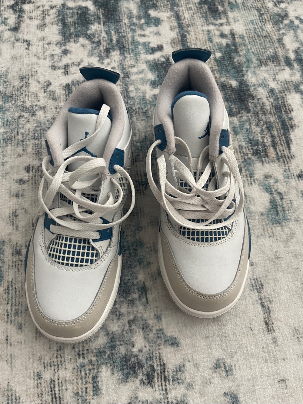 Jordan Kids White and Blue Sneakers
